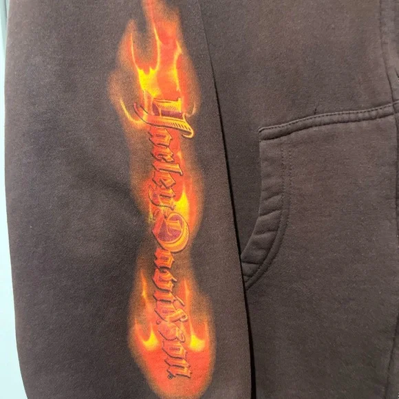Brown Hoodie with Flame Graphics